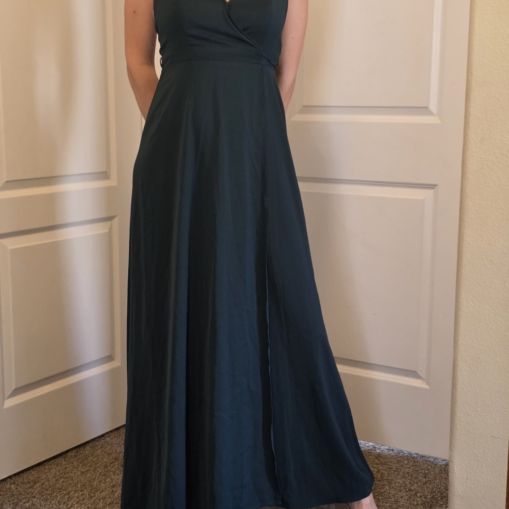 Forever 21 Dark Green Maxi Wrap Dress with Slit Size M - Picture 6 of 7
